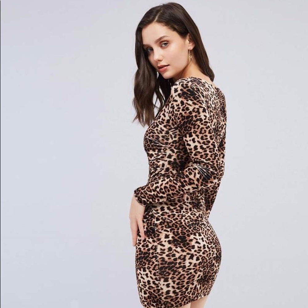 One Shoulder Leopard Dress with Side Open Slit!